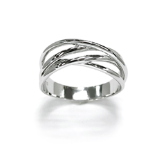 K18WGリング ウェーブ x 交差デザイン