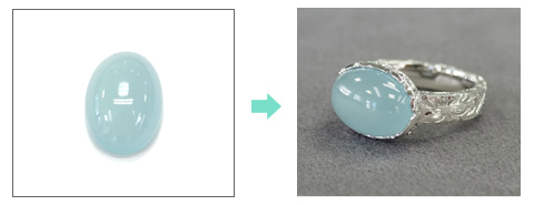 ミルキーアクアマリン ルースでつくる プラチナ ハワイアンジュエリー リング(オーダーメイド)