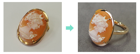 使わなくなったK18カメオブローチをシンプルな指輪にリフォーム