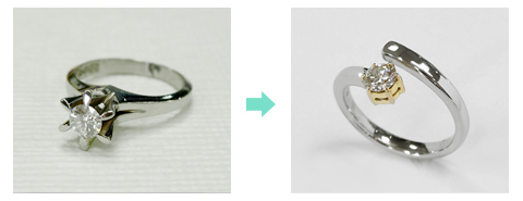立爪ダイヤモンドリングをウェーブラインのフリーサイズリングにリフォーム