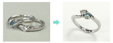 【思い出の指輪リフォーム】ブルートパーズとダイヤモンドを毎日着けたくなる一本に再デザイン