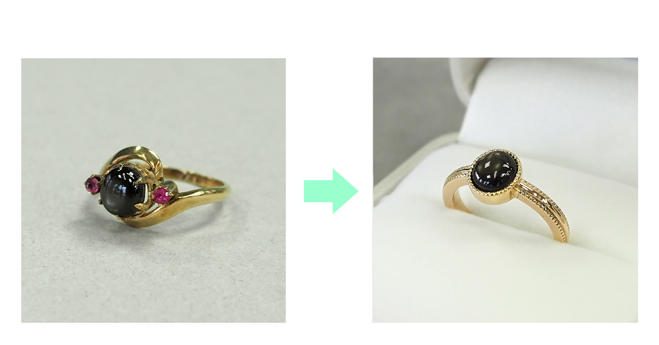 形見の指輪を普段使いにリフォーム|ミル打ちで蘇るブラックスターサファイアリング