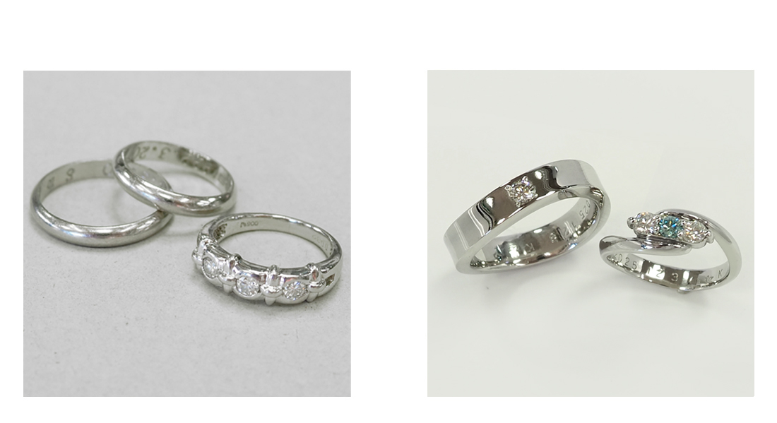 ご両親から譲り受けた結婚指輪とダイアモンドリングを使って、結婚指輪を製作
