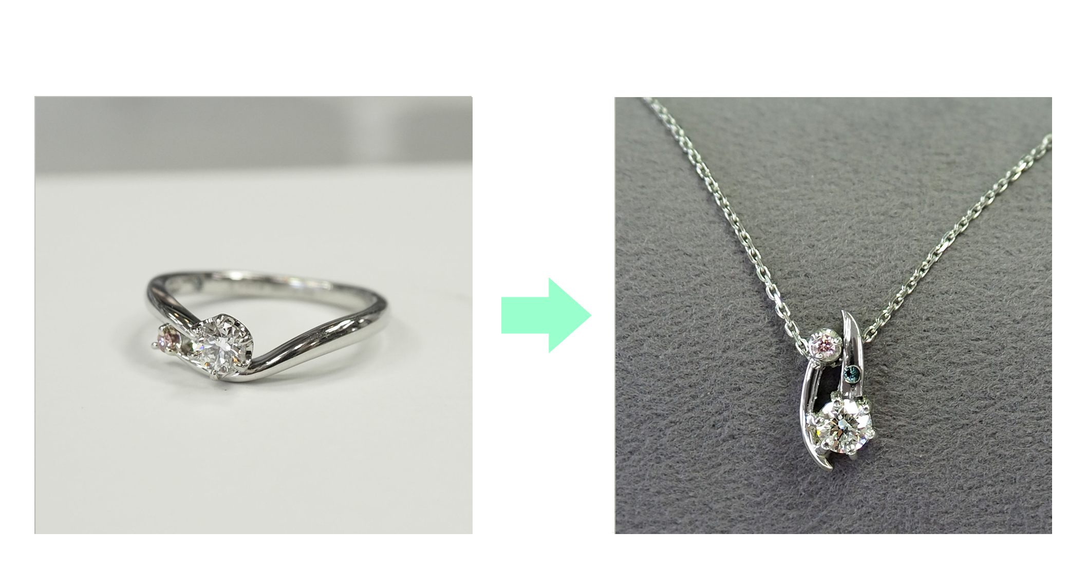 使わない婚約指輪を、仕事でも身に着けられるネックレスにジュエリーリフォーム