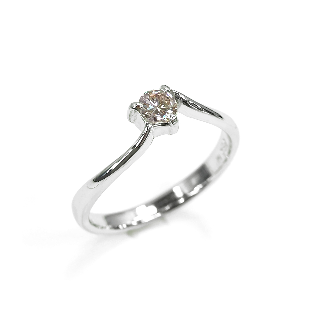 ピンクダイアモンドリング LIGHT ORANGY PINK0.187ct Light-Pink 鑑定書付き