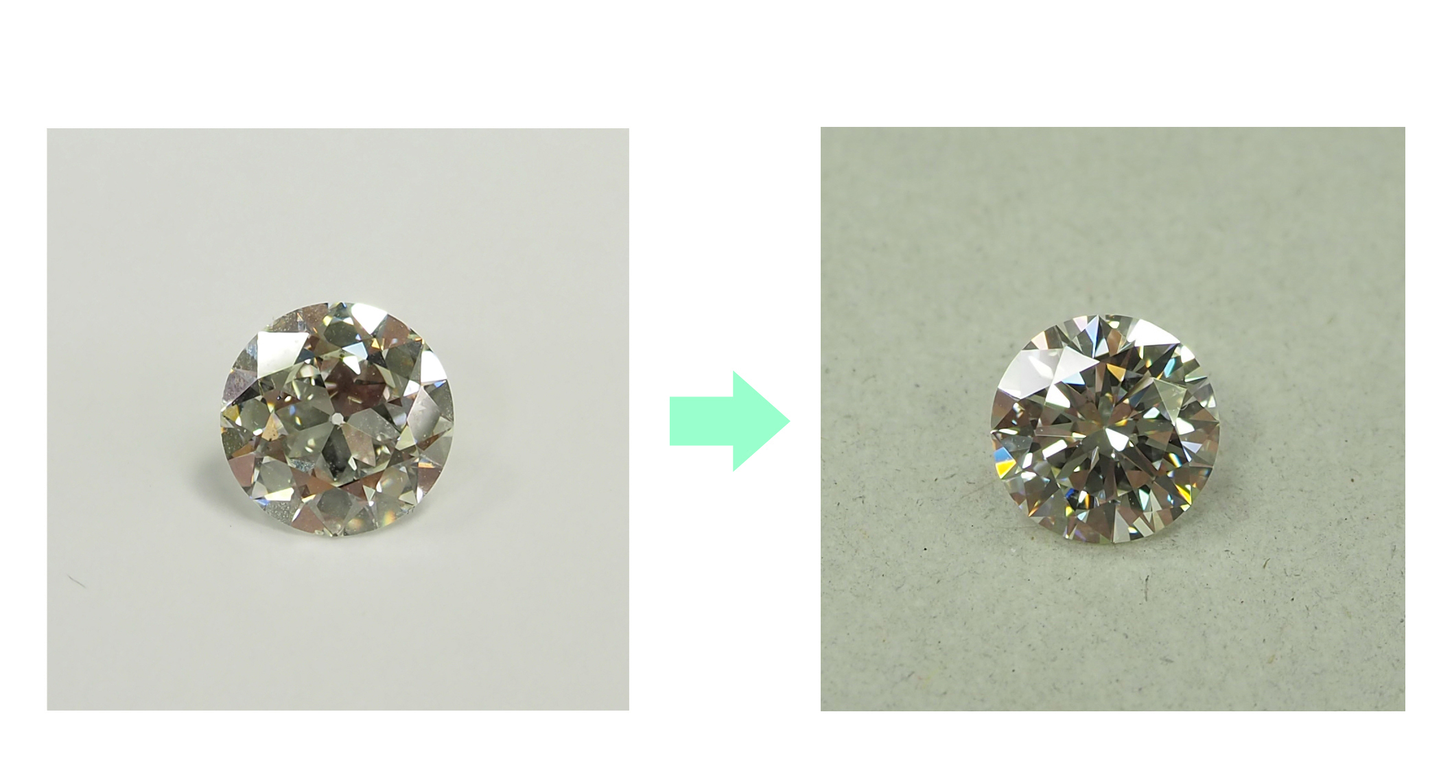 ダイヤモンドのリカット事例|リカット前 ラウンドヨーロピアンブリリアントカット 3.08ct