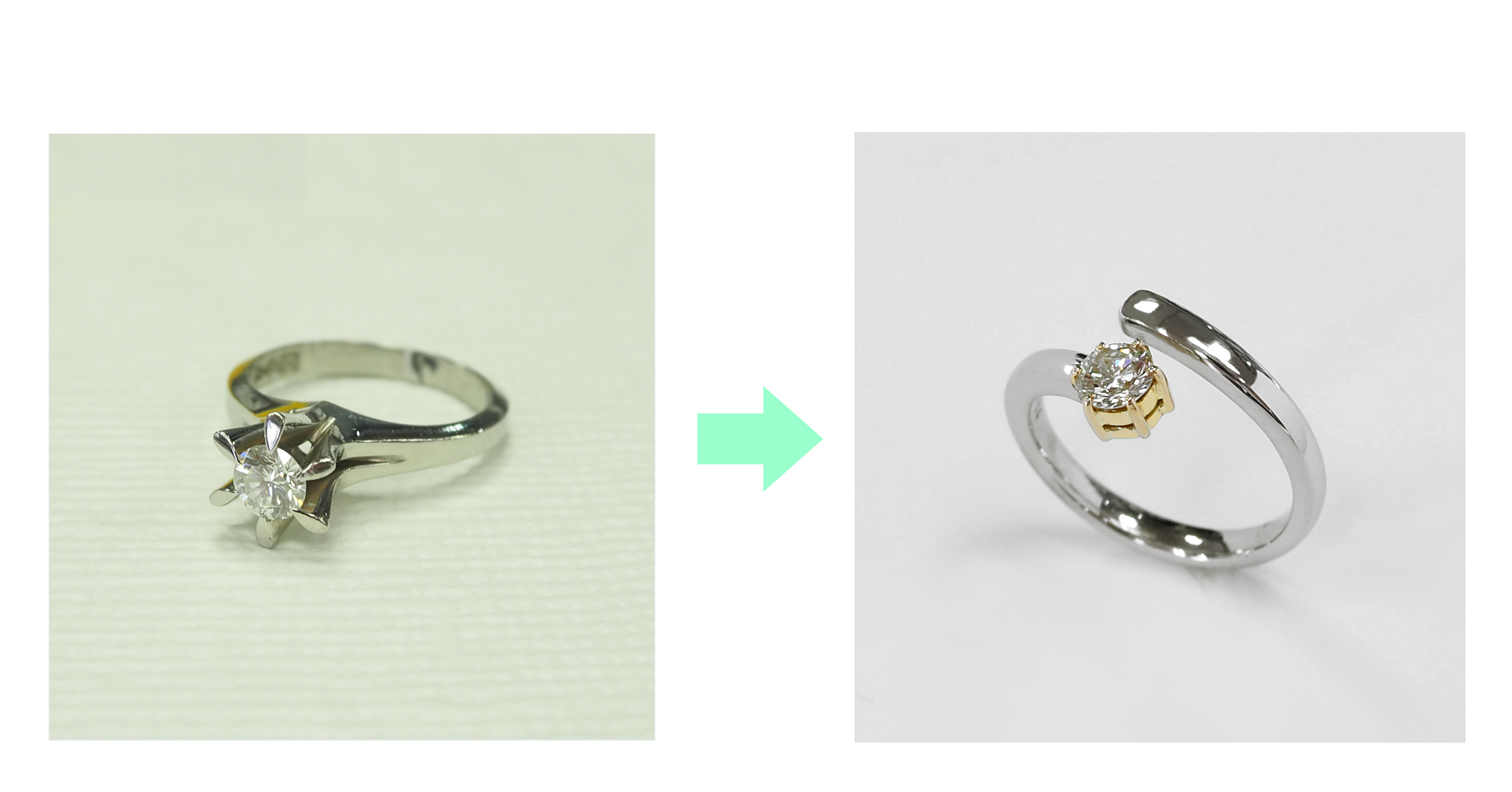 立爪ダイヤモンドリングをウェーブラインのフリーサイズリングにリフォーム