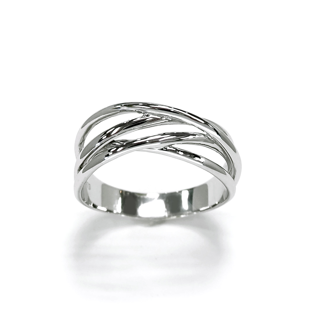 K18WGリング ウェーブ x 交差デザイン